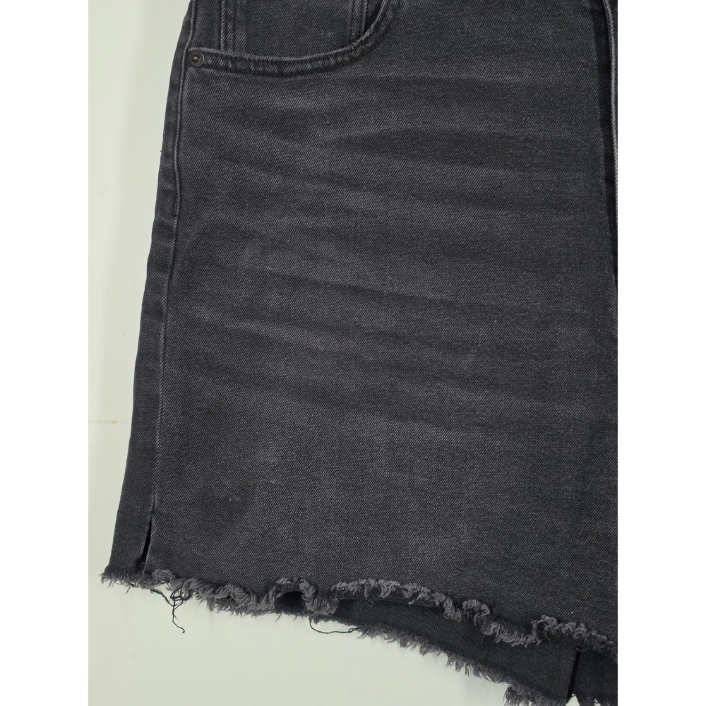 American Eagle‎ Mom Denim Shorts High Rise Shortie Black Raw Hem Asymmetrical 18 - Picture 11 of 11